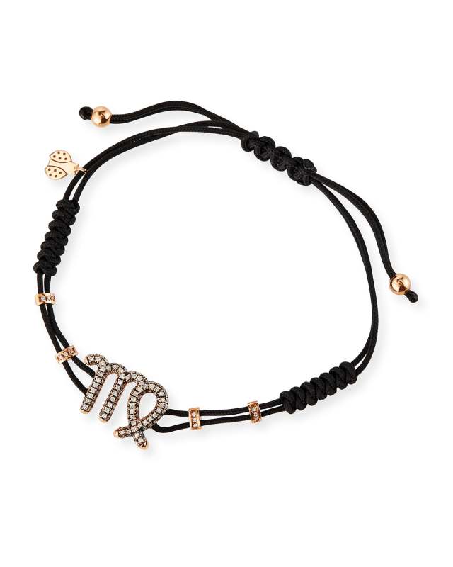 18k Pink Gold Diamond Virgo Pull-Cord Bracelet