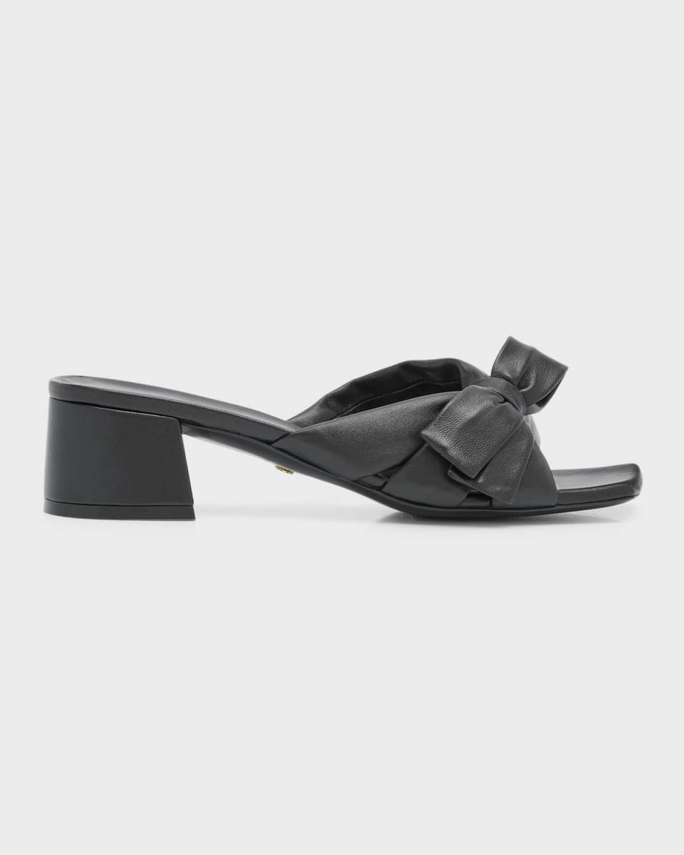Sofia Lambskin Bow Mule Sandals