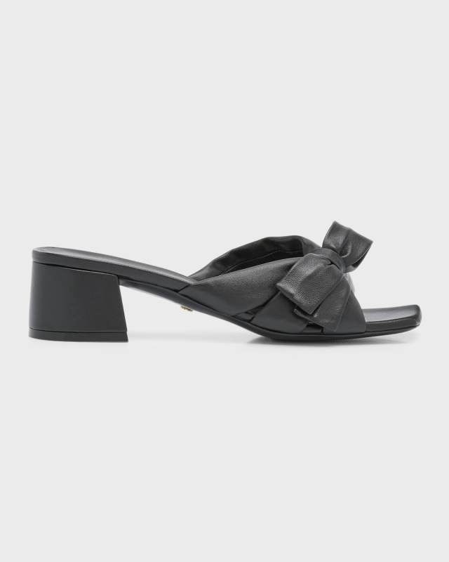 Sofia Lambskin Bow Mule Sandals
