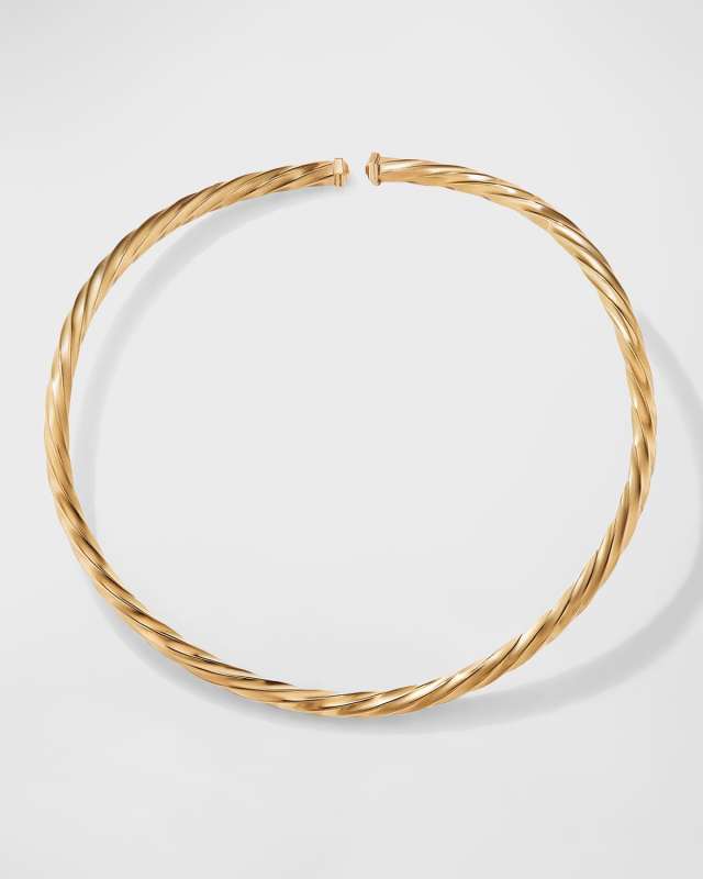 5.5mm Cable Edge Collar Necklace in Yellow Gol