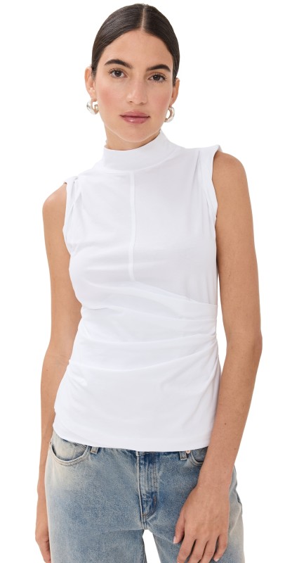 3.1 Phillip Lim Draped Mock Neck Tank White