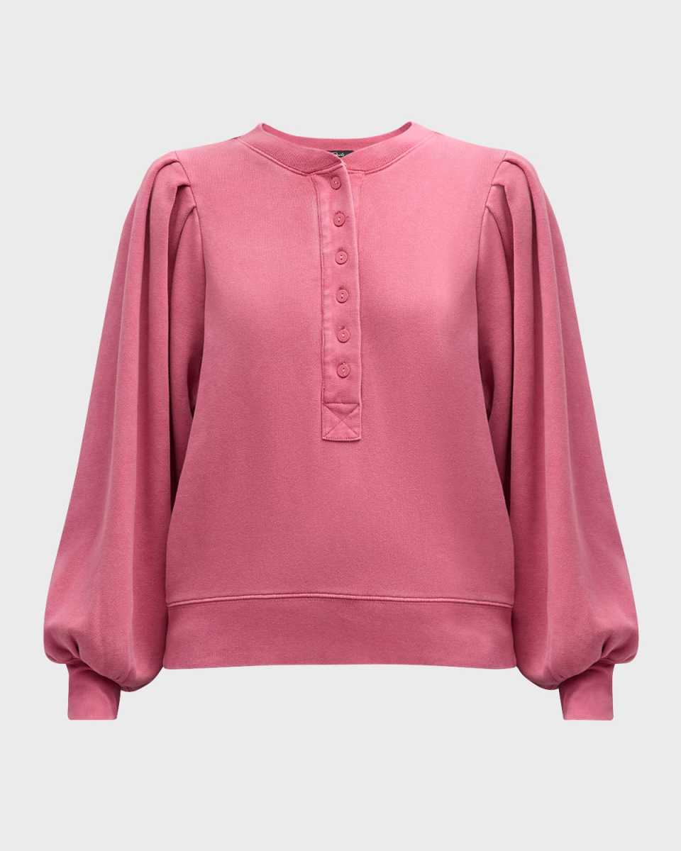 Mariana Blouson-Sleeve Cotton Pullover Top