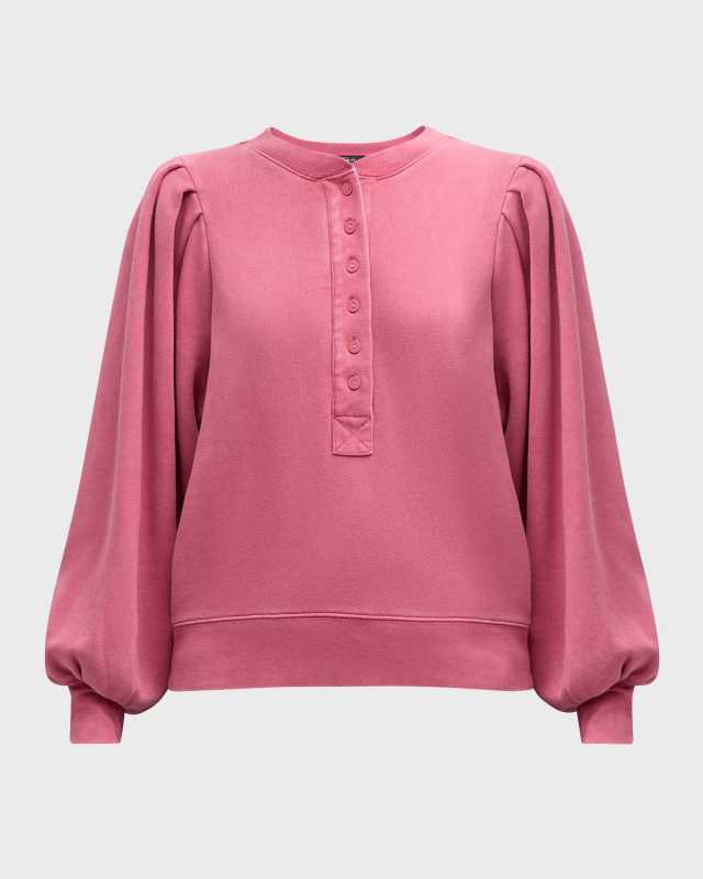 Mariana Blouson-Sleeve Cotton Pullover Top