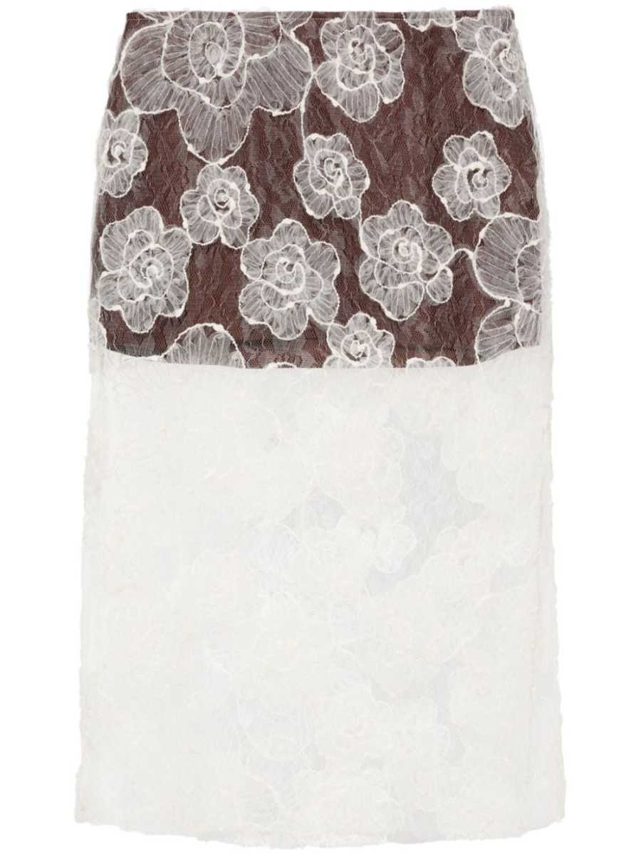Siam floral-lace midi skirt