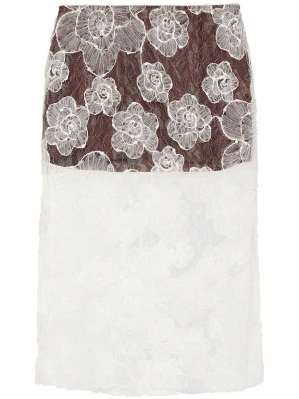 Siam floral-lace midi skirt