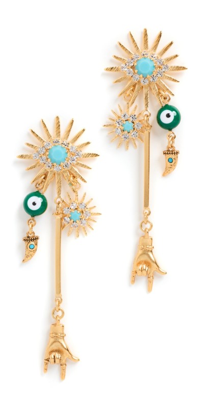 Elizabeth Cole Grecia Earrings Gold & Turquoise