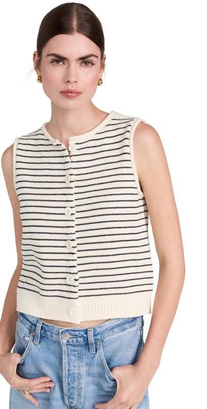 Alex Mill Bridget Striped Vest Ivory/Black