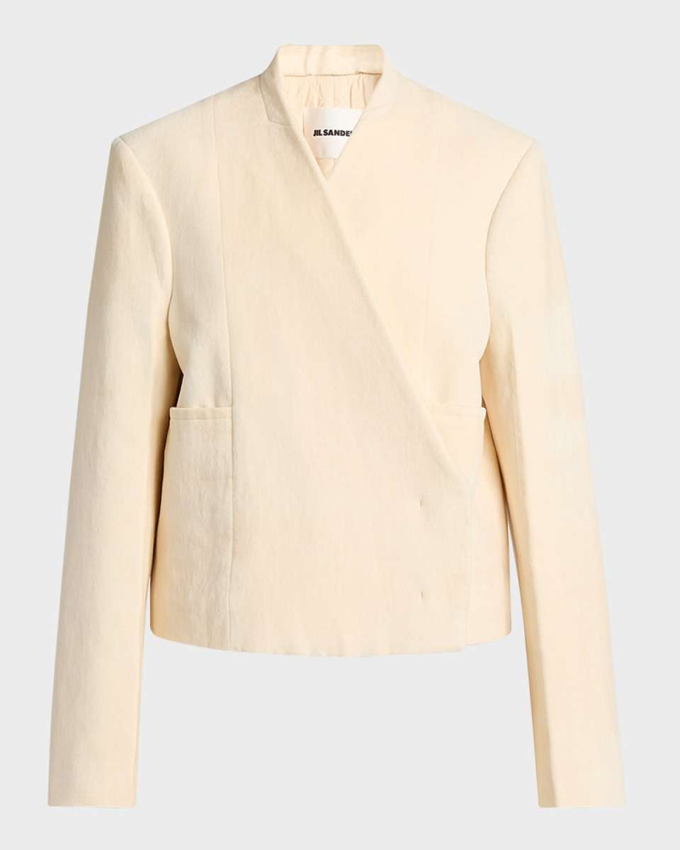 Double-Breasted Collarless Jacket