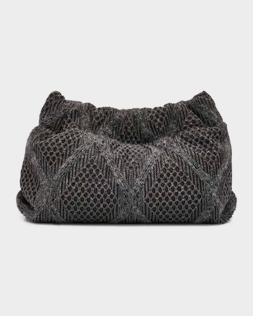 Lux Argyle Embroidered Mesh Clutch Bag