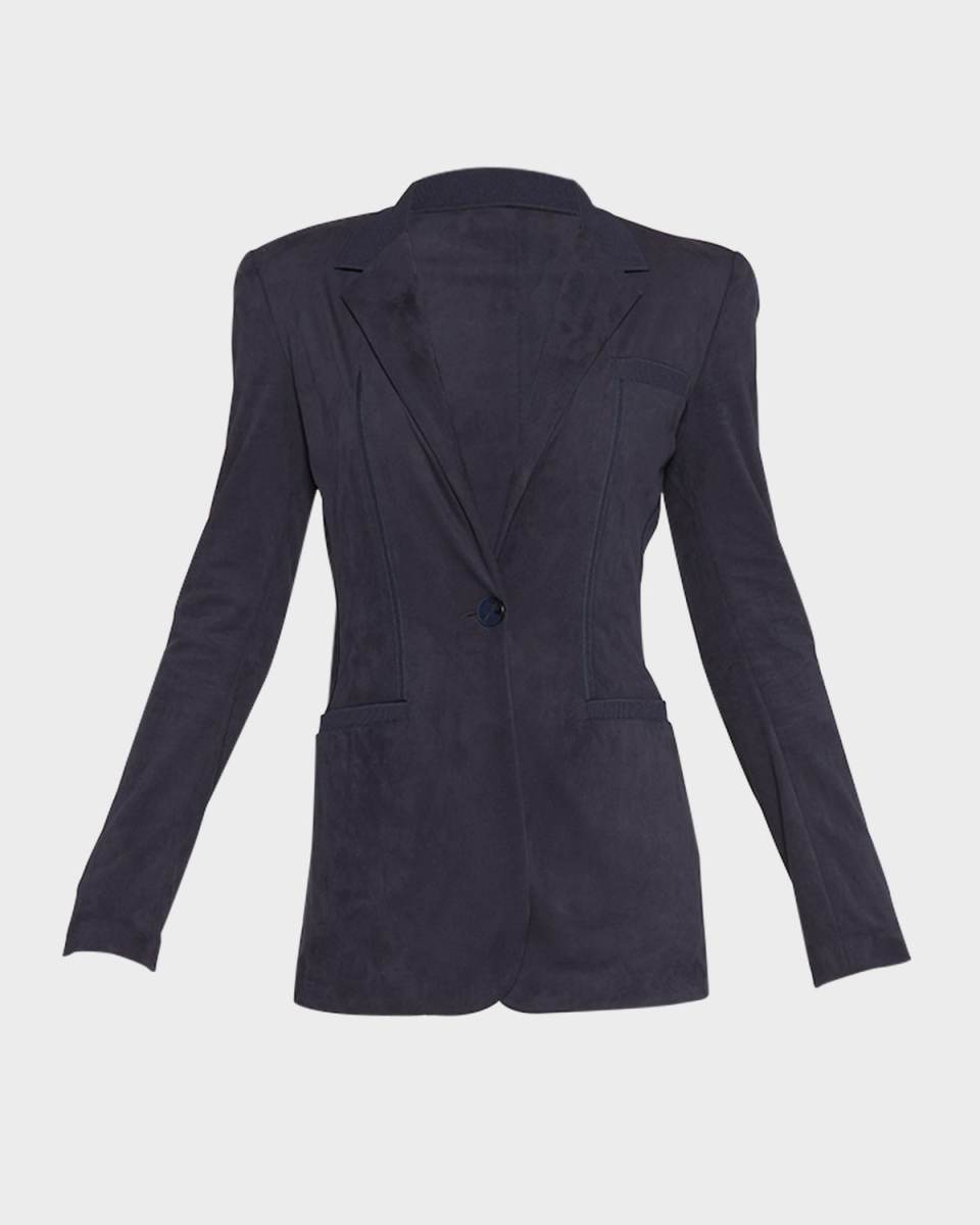 Ultra Vegan Suede Single-Breasted Blazer