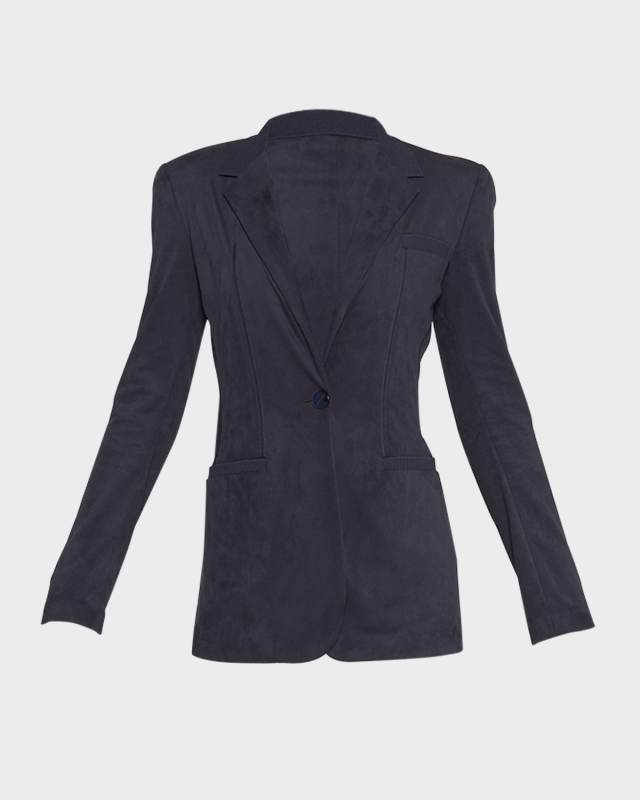 Ultra Vegan Suede Single-Breasted Blazer