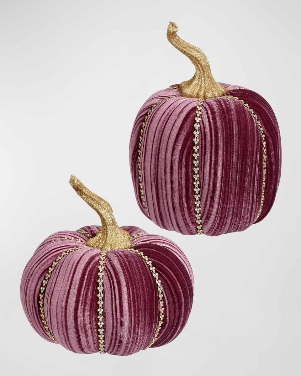 Jeweled Pumpkins, Purple, Set of 2