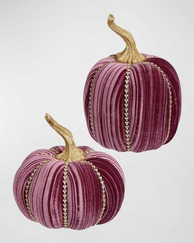 Jeweled Pumpkins, Purple, Set of 2