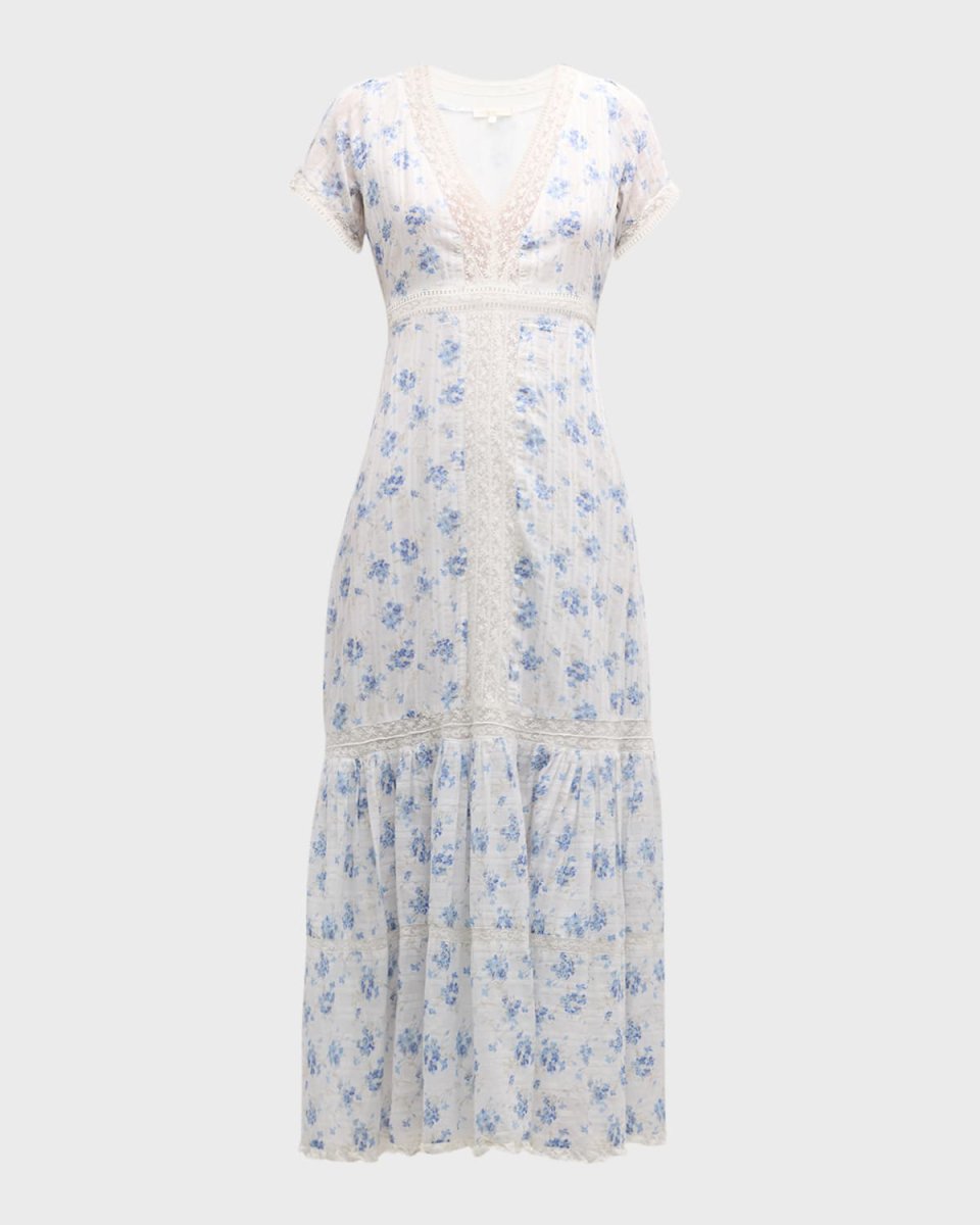 Vermella Tiered Embroidered Cotton Midi Dress