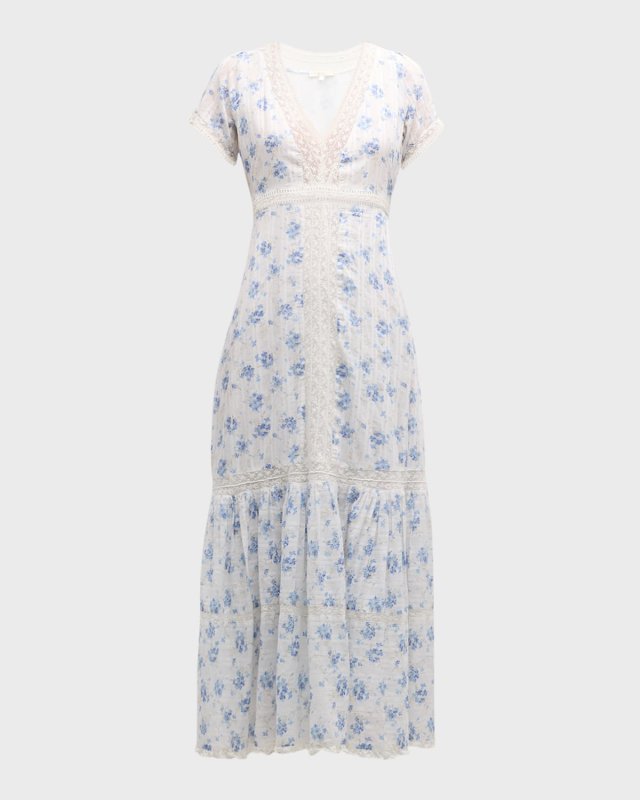 Vermella Tiered Embroidered Cotton Midi Dress