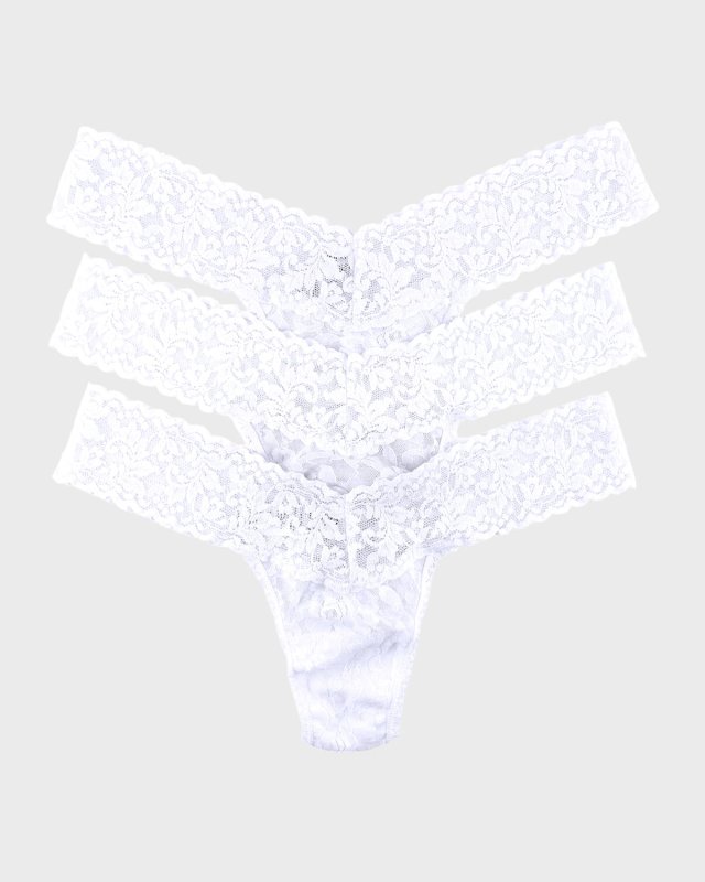 Three-Pack Low-Rise Signature Lace Thong