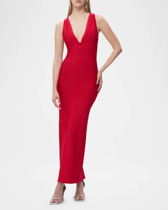 Sol V-Neck Racerback Zipper Bandage Gown