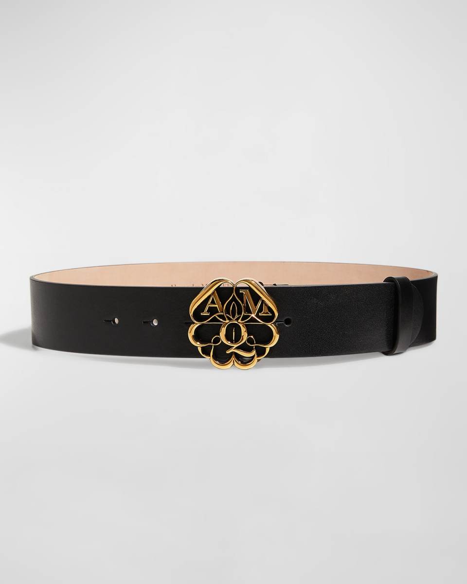 Seal Buckle Wide Leather Belt