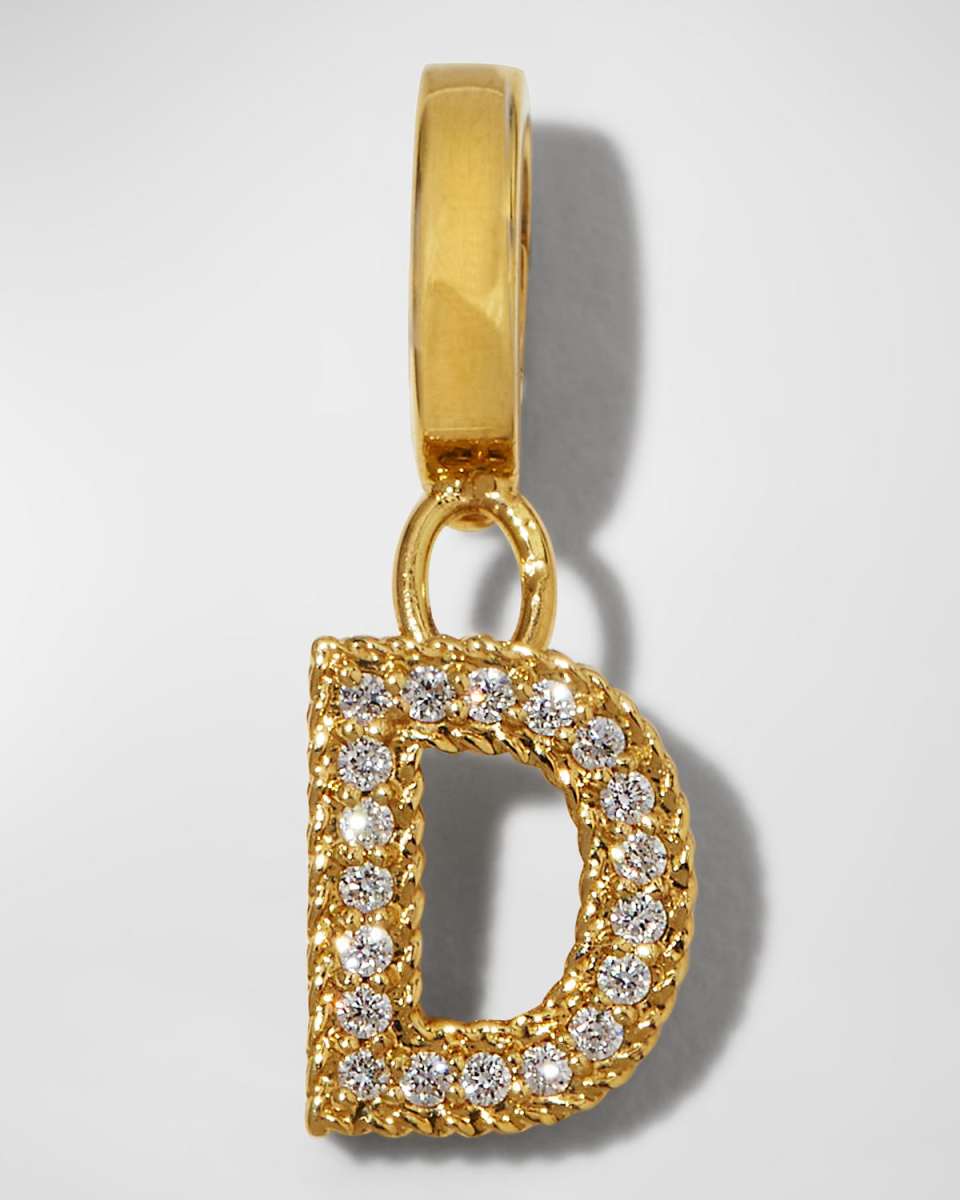 18K Yellow Gold Diamond Initial Pendant, D
