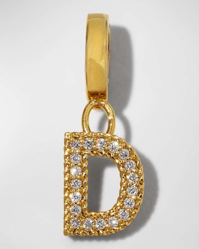 18K Yellow Gold Diamond Initial Pendant, D
