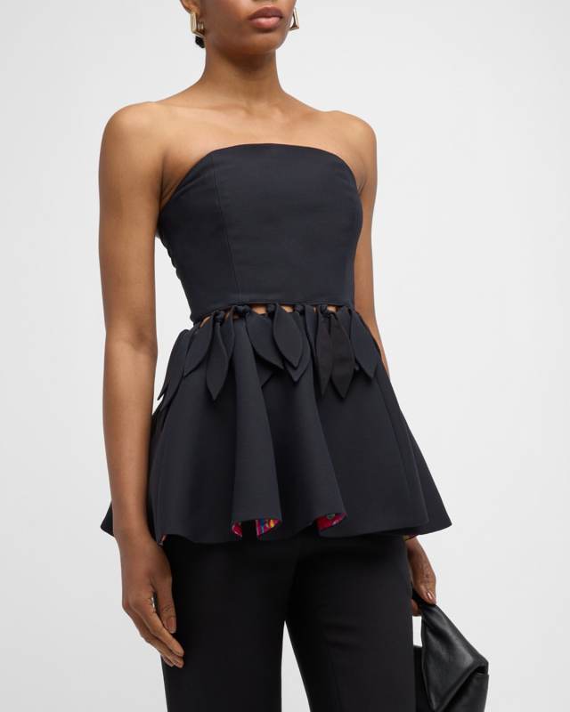 Strapless Tie Peplum Bustier Top