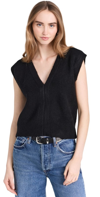 English Factory Fitted Sweater Vest Black
