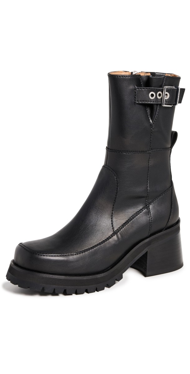 GANNI Buckle Platform Boots Black