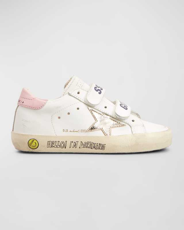 Girl's Old School Leather Sneakers, Toddler/Kids