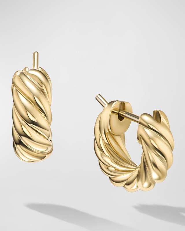 Sculpted Cable Earrings in 18K Gold, 5.4mm, 0.5"L