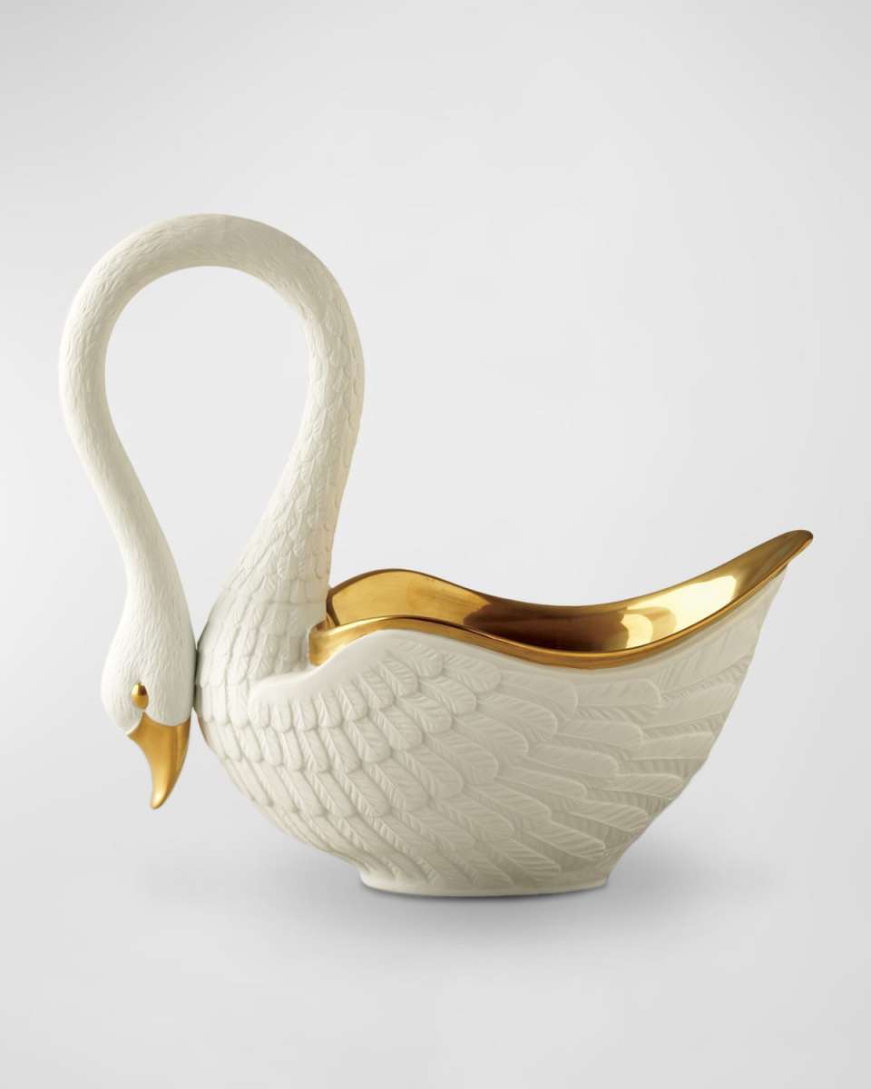 Swan 24K Gold-Plated Bowl, 6.5" Wide