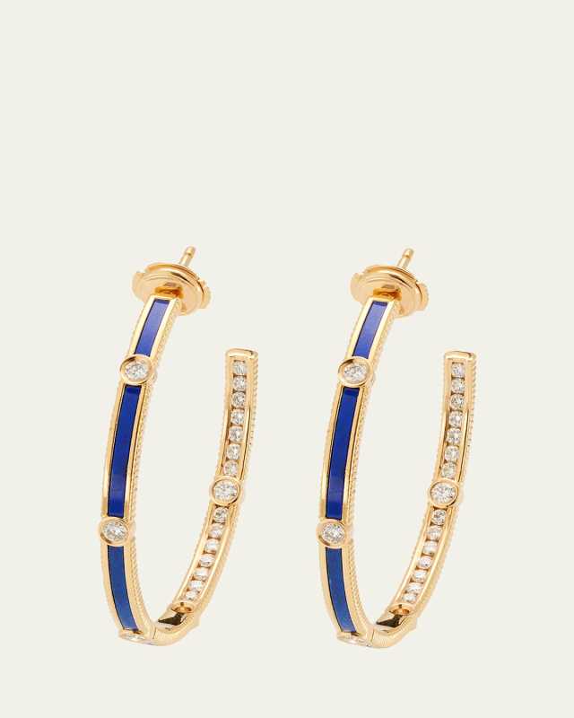 Rayon Lapis Extra-Large Hoop Earrings in 18K Yellow Gold and Diamonds