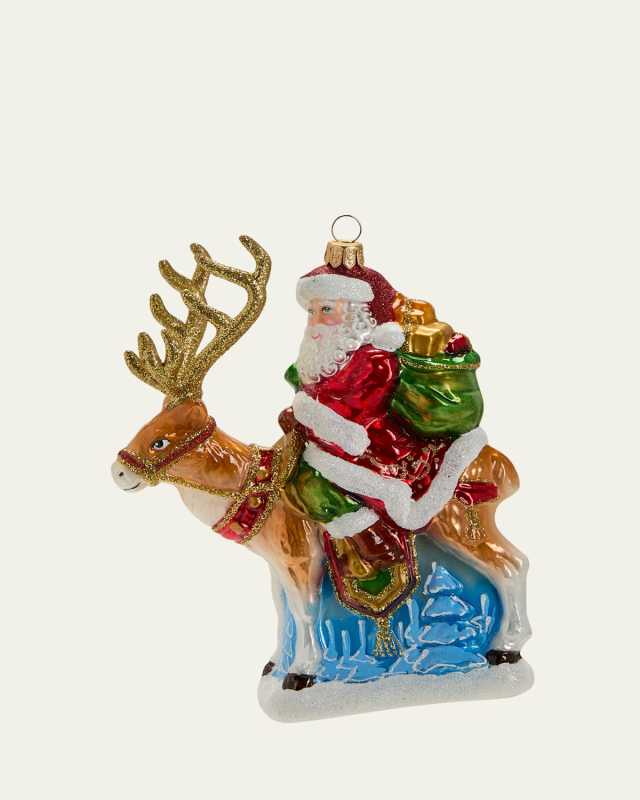 Santa on Reindeer Christmas Ornament
