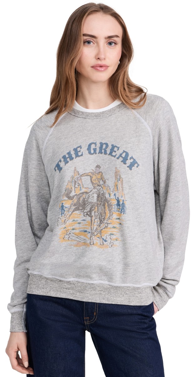 THE GREAT. The College Sweatshirt Soft Heather Grey