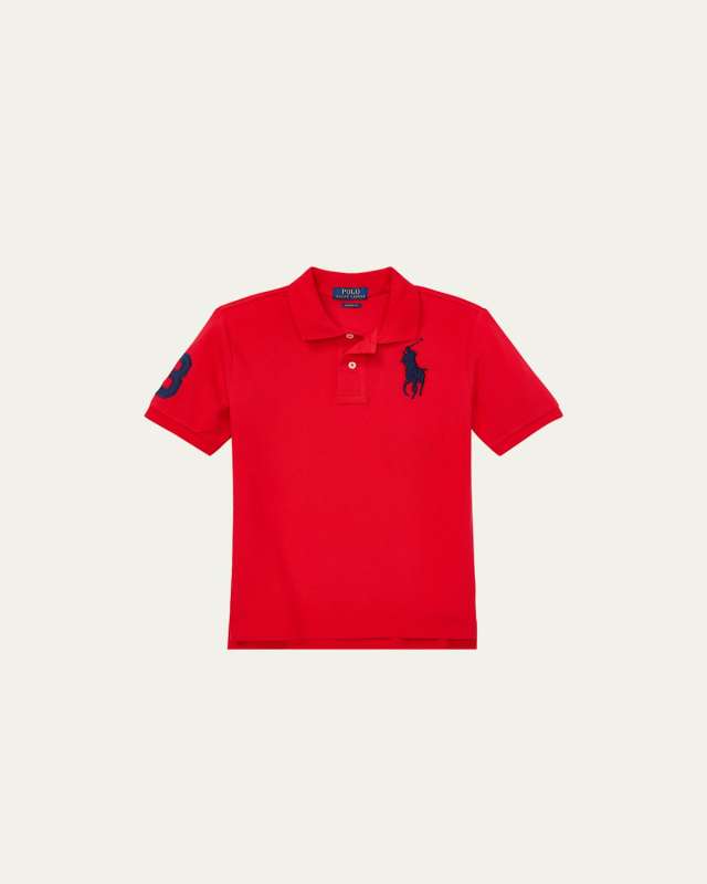 Boy's Big Pony Mesh Knit Polo, Size S-XL