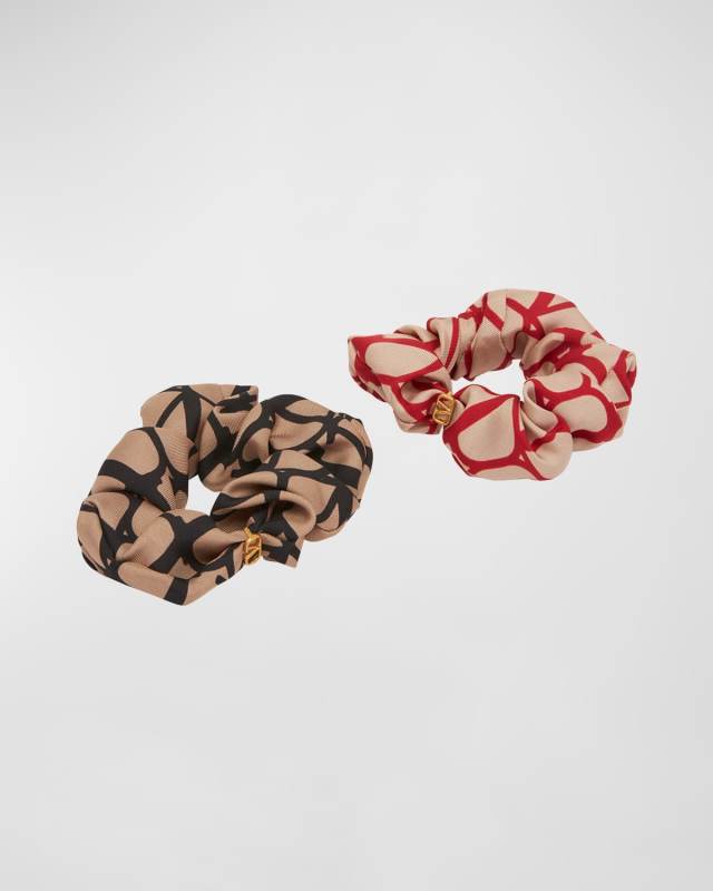 V Logo Charm Iconographe Silk-Twill Hair Scrunchies