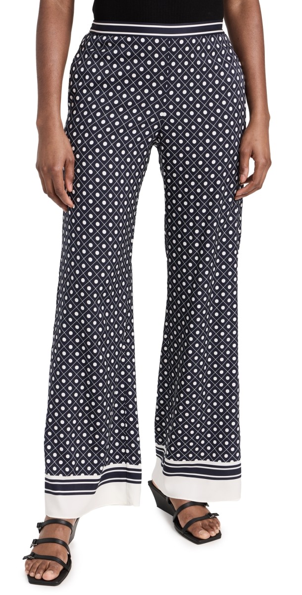 La Ligne Mia Silk Pants Navy/Ivory