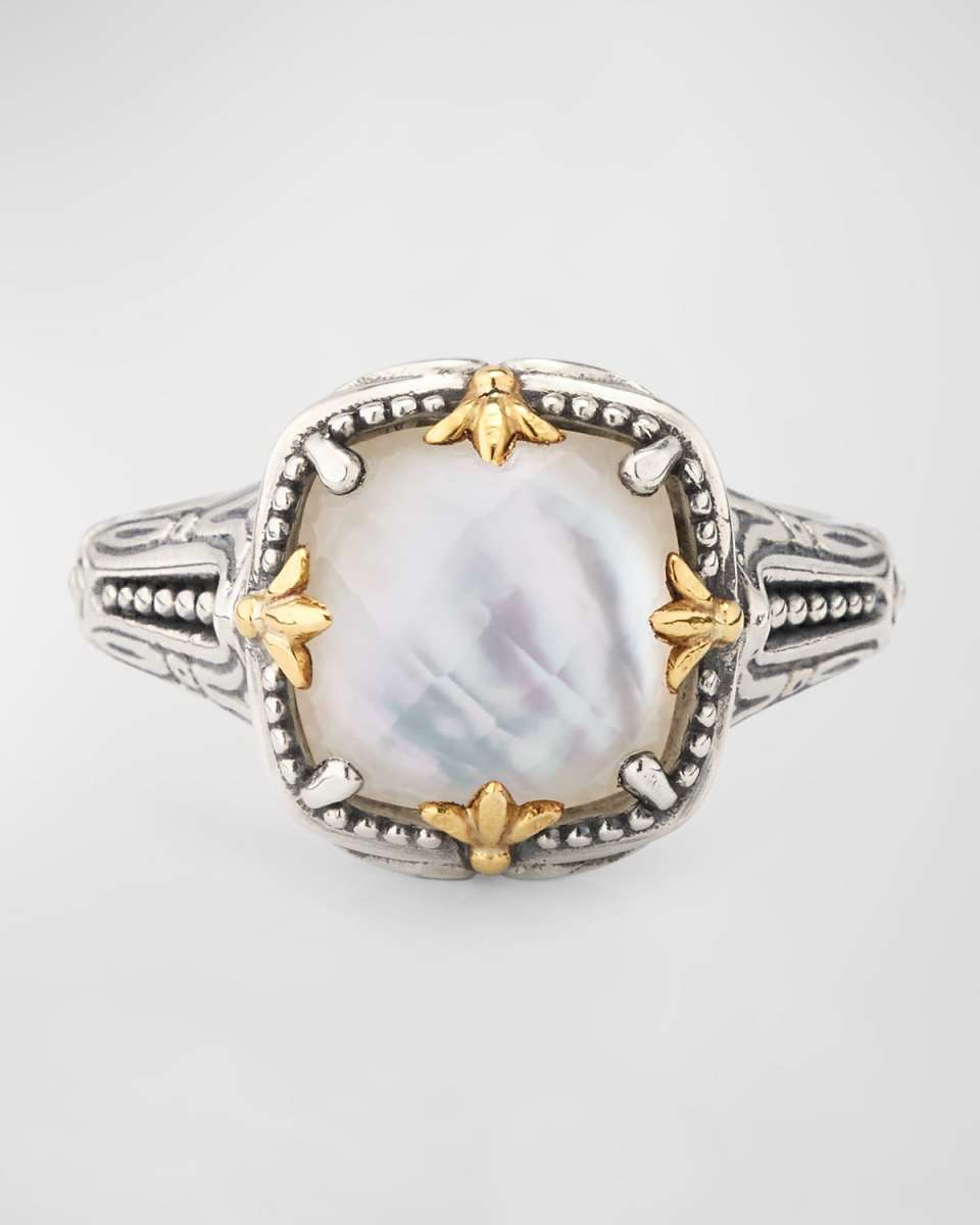 Gen K 2 Sterling Silver and 18K Gold Mother-of-Pearl/Rock Crystal Ring