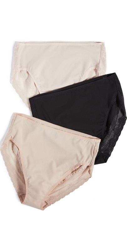 Natori Bliss Perfection French Cut 3-Pack Black/Caf/Lt. Mocha