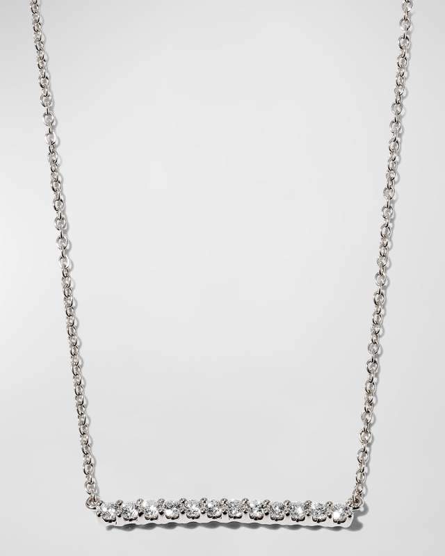 18k White Gold Small Diamond Bar Pendant Necklace, 18"L, 0.30tcw