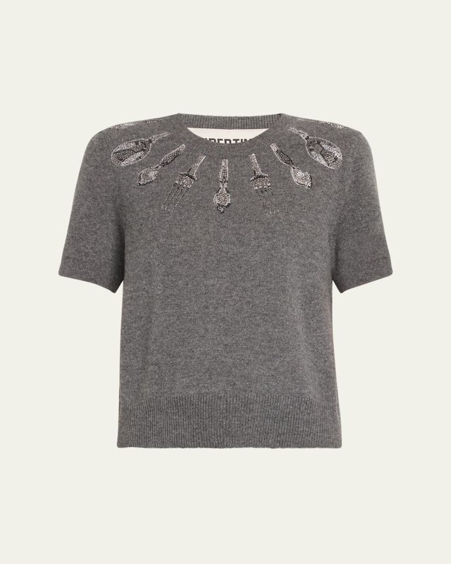 Michelin Star Cashmere Pullover with Rhinestone Detai