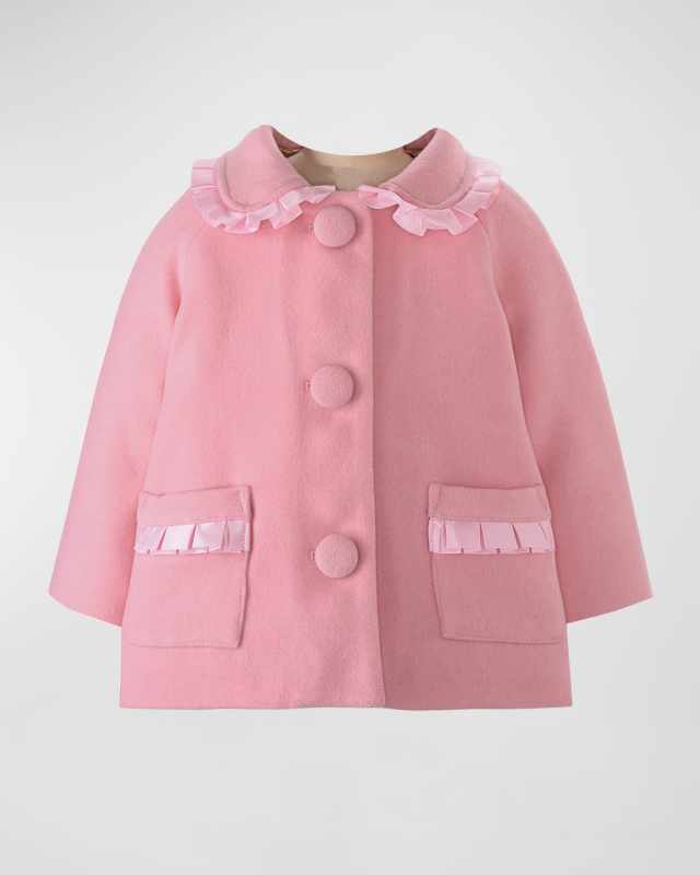 Girl's Pink Ribbon Trim Jacket, Size 6M-24