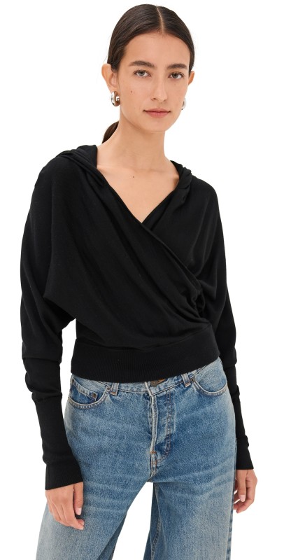 SIMKHAI Riley Wrap Hoodie Black
