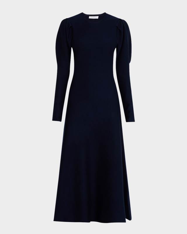 Hannah Puff-Sleeve Wool-Cashmere Maxi Dress