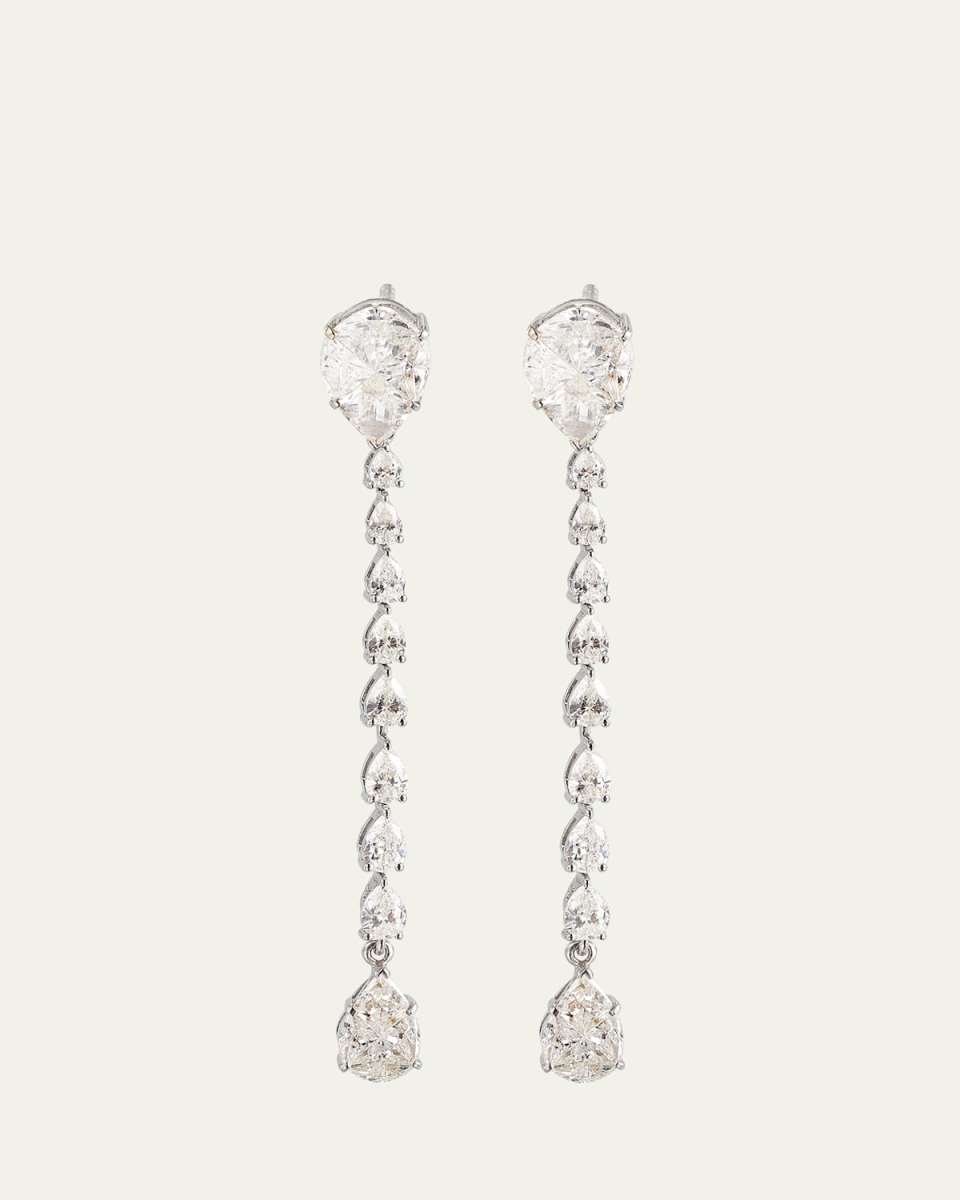 18K White Gold Pear Diamond Drop Earrings