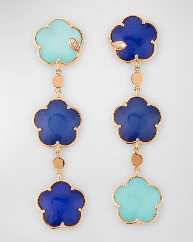 Ton Joli 18K Rose Gold Flower Doublet Drop Earrings