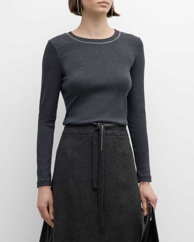 Crewneck Chain-Trim T-Shirt