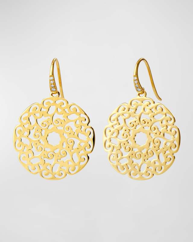 18K Yellow Gold Mogul Earrings with Diamonds