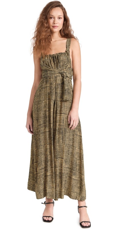 Proenza Schouler White Label Viscose Flou Wrap Dress Black/Matcha