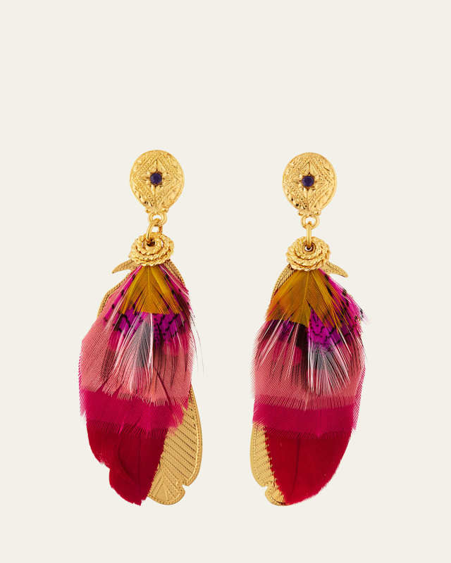Sao Feather Drop Earrings