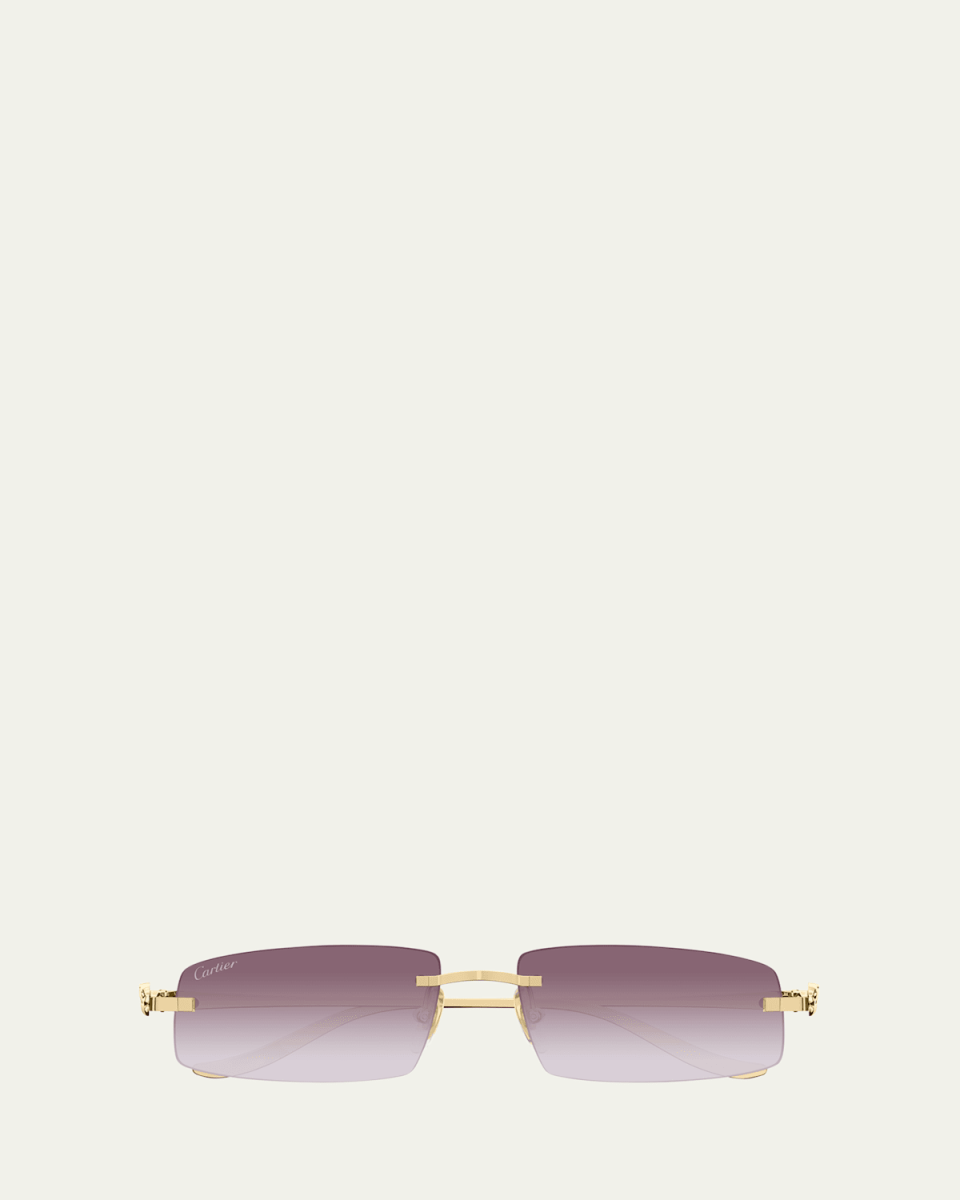 Panther Rimless Rectangle Metal Sunglasses